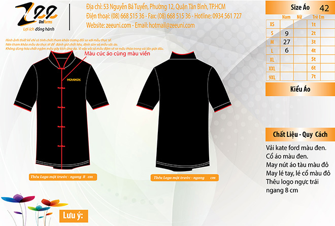 Mẫu thiết kế áo đồng phục bếp dành cho nam của nhà hàng MONGKOK.