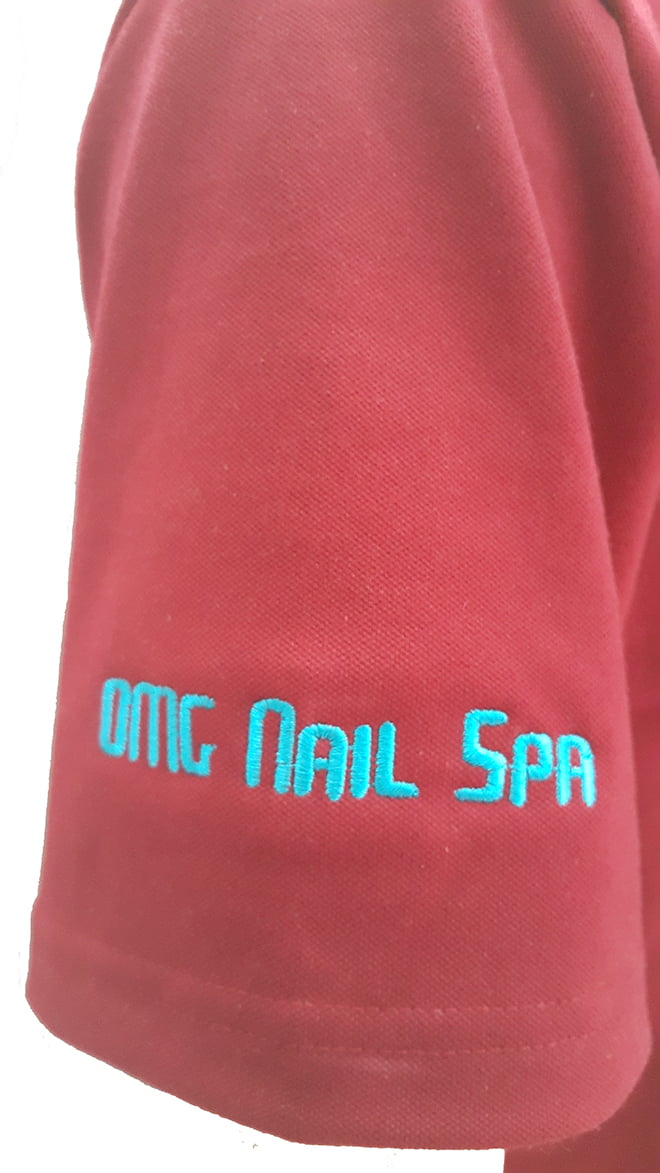 Đồng phục áo thun của OMG Nails Spa - màu đỏ đô - zeeuni.com - hình 5