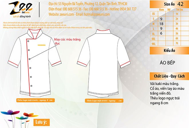 Mẫu thiết kế áo đấu bếp của nhà hàng Mong Kok