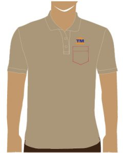Mẫu thiết kế áo thun cho Thành Mỹ với nền nền màu ri. áo cổ trụ không viền, logo và túi áo được thiết kế bên trái.